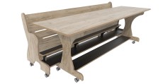 Hoogzit tafel L220 x B64 cm Grey craft oak met bank Tangara Groothandel voor de Kinderopvang Kinderdagverblijfinrichting4